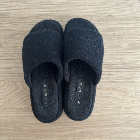 Black Simon Miller Terry Pool Slides - Picture 4 of 5